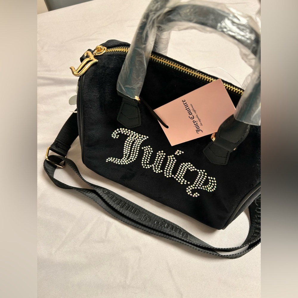 Juicy Couture Black Crossbody Bag with Rhinestone Logo New with tag